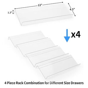 Acrylic Drawer Organizer Set of 4, Spice Rack, 13” New in Original Packaging